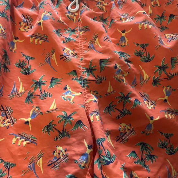 Polo Ralph Lauren Men  XLT Swim Trunks Short Orange Hawaiian Print NWOT - Picture 3 of 10